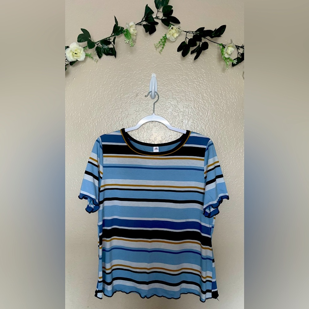 Striped Lettuce Hem T-Shirt